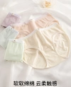 Cotton mid-low waist girls' underwear, simple color contrast waist, comfortable and breathable, cute cartoon girls' underwear, student underwear details Picture